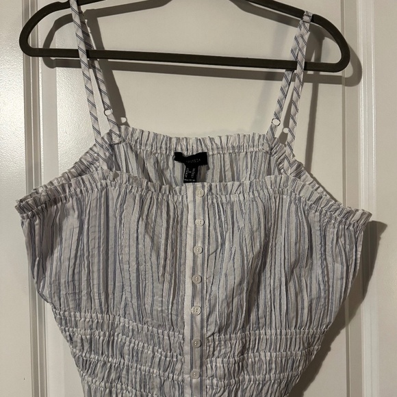 Forever 21 Tops - Forever 21 Crop Button Down Shirt Blue and White Striped